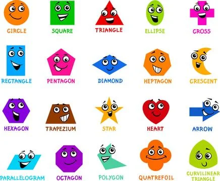 Cartoon basic geometric shapes Cartoon Illustration of Educational Basic G... Stock Photos