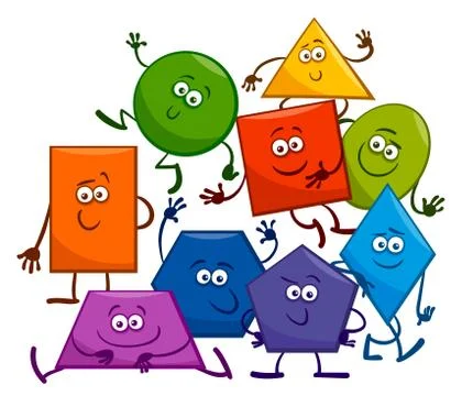 Cartoon Basic Geometric Shapes Characters Illustrazione stock