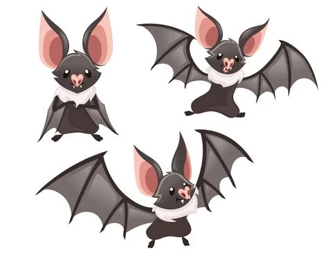 Cartoon bat. Cute vampire bat, flying mammal. Flat vector illustration isolated Stock Illustration