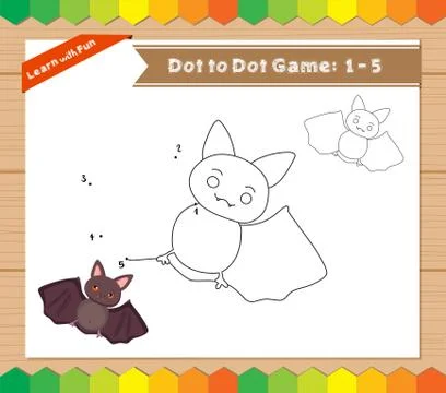 Cartoon Bat. Dot to dot educational game for kids Stock Illustration
