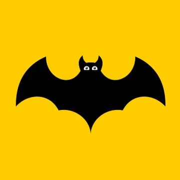 Cartoon Bat. on Orange Background. Flat design. Vector Stock Illustration