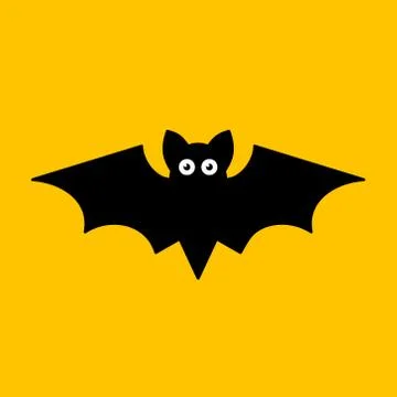 Cartoon Bat on Orange Background. Vector イラスト素材