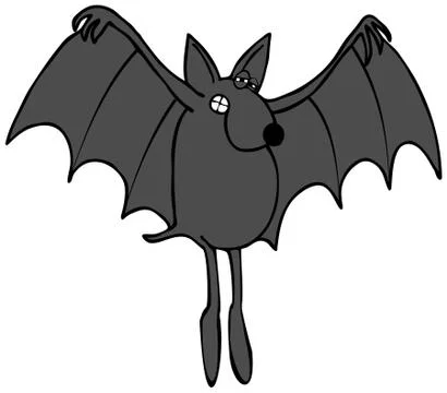 Cartoon bat with spread wings Stock Illustration