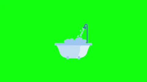 Cartoon Bathing Character Green Screen Animation Stock-Footage 337328091
