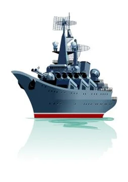 Cartoon battleship. Stock Illustration