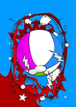 Cartoon Beach Ball, comic book Summer Toy. Retro vector comics pop art design Stock Illustration