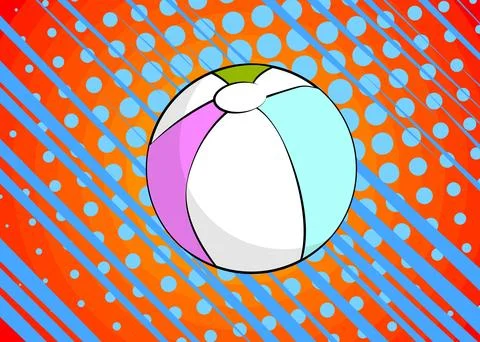 Cartoon Beach Ball, comic book Summer Toy. Retro vector comics pop art design Stock Illustration