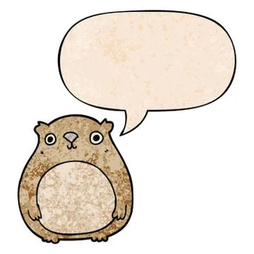 Cartoon bear and speech bubble in retro texture style Stock Illustration