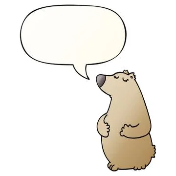 Cartoon bear and speech bubble in smooth gradient style Illustrazione stock
