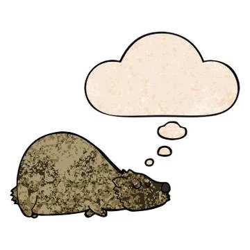 Cartoon bear and thought bubble in grunge texture pattern style 스톡 일러스트
