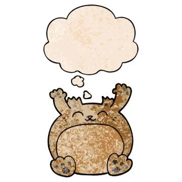 Cartoon bear and thought bubble in grunge texture pattern style 스톡 일러스트