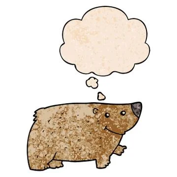 Cartoon bear and thought bubble in grunge texture pattern style 스톡 일러스트