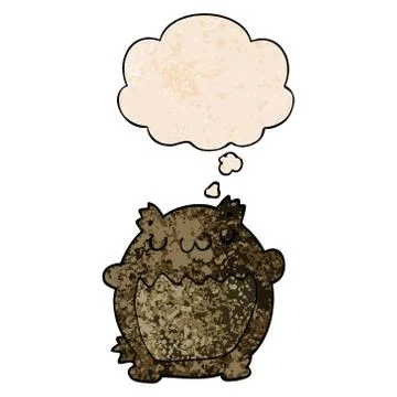 Cartoon bear and thought bubble in grunge texture pattern style Stock Illustration