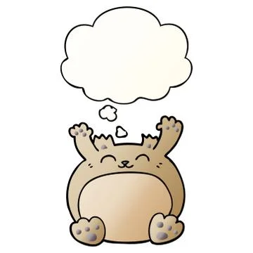 Cartoon bear and thought bubble in smooth gradient style Stock Illustration
