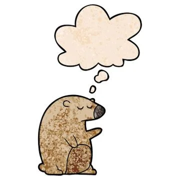 Cartoon bear and thought bubble in grunge texture pattern style 스톡 일러스트