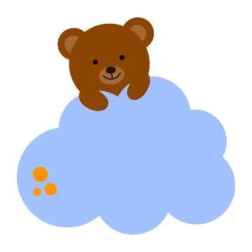 Cartoon bear on a cloud. Good night, lullaby theme. Vector isolated on a wh.. Stock Illustration