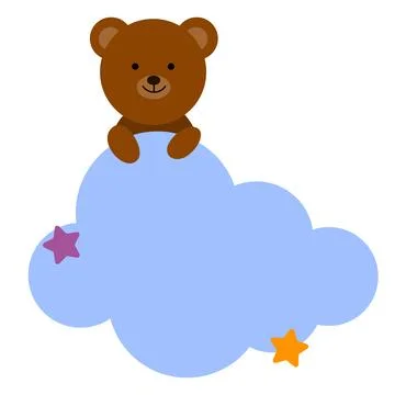 Cartoon bear on a cloud. Good night, lullaby theme. Vector isolated on a wh.. Stock Illustration