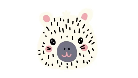 Cartoon bear face with cute rounded muzzle Video stock 347798134