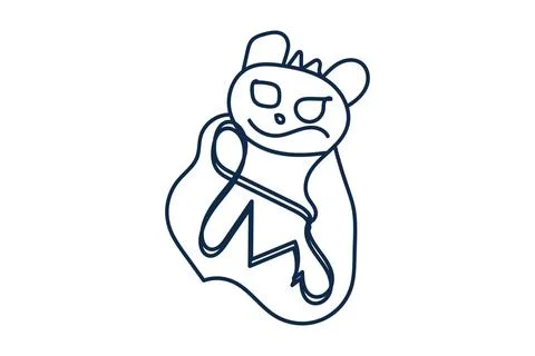 A cartoon bear featuring a prominent lightning bolt design on its back Illustrazione stock