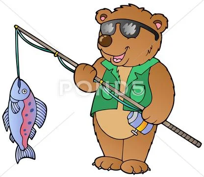 Cartoon bear fisherman Stock Illustration