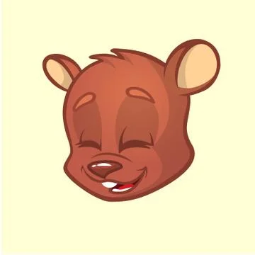 Cartoon  bear head. Vector illustration of brown smiling bear. Bear icon Stock Illustration