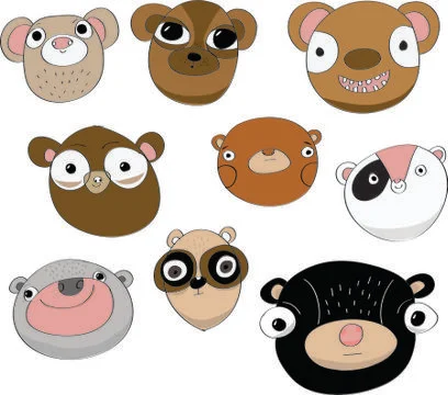 Cartoon bear heads 스톡 일러스트