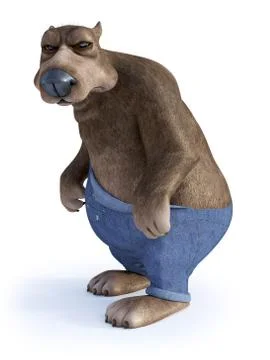 Cartoon bear looking very grumpy. Stock Illustration