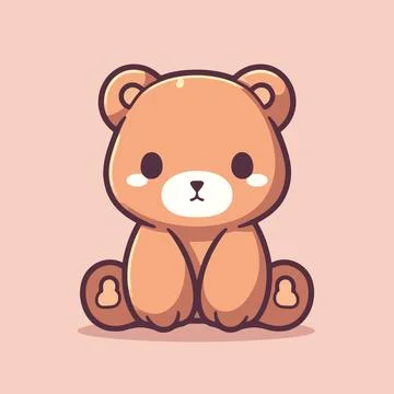 A cartoon bear with a pink background. Stock Illustration