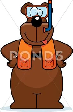 Cartoon bear snorkeling Stock Illustration