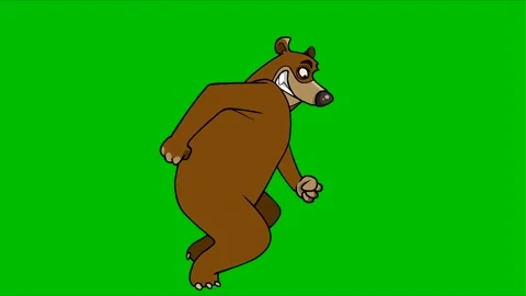 Cartoon bear steps funny from left to right on a green background Stock-Footage 169852394