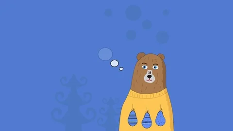 Cartoon bear in sweater vector template Stock Footage 117312661