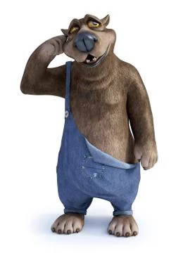 Cartoon bear thinking about something. Stock Illustration