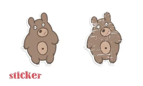 Cartoon bear. Vector illustration in the form of a sticker. Stock Illustration