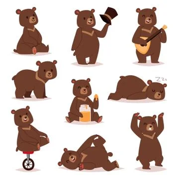 Cartoon bear vector set Stock Illustration