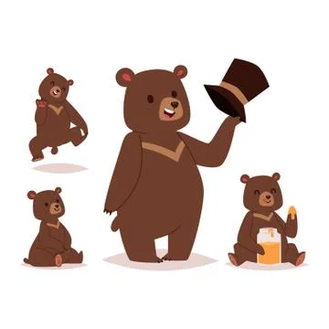Cartoon bear vector set Stock Illustration