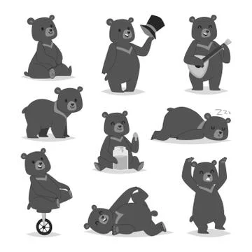Cartoon bear vector set Stock Illustration