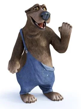 Cartoon bear waving hello. Stock Illustration