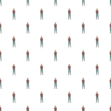 Cartoon bearded man pattern on white background Stock Illustration