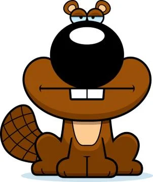 Cartoon Beaver Bored Stock Illustration