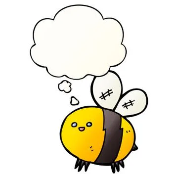 Cartoon bee and thought bubble in smooth gradient style Stock Illustration