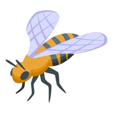 Cartoon bee flying with spread wings Stock Illustration