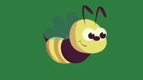 A cartoon bee with green background and on green screen animated chromakey Vídeo Stock 335122612