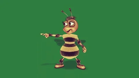 A cartoon bee with green background and isolated isolated on green screen Stock-Footage 336890063