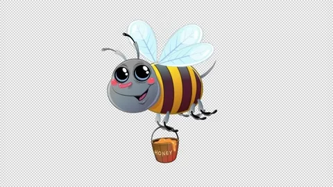 Cartoon bee with honey basket. Stock Footage 212426783
