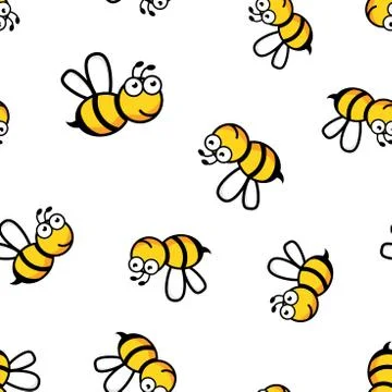 Cartoon bee icon seamless pattern background. Business concept vector illustr Stock Illustration
