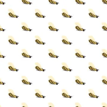 Cartoon bee pattern creating a seamless background design Stock Illustration