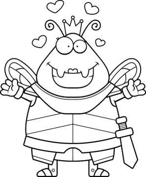 Cartoon Bee Queen Armor Hug Stock Illustration