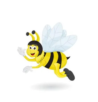 Cartoon bee wave Stock Illustration