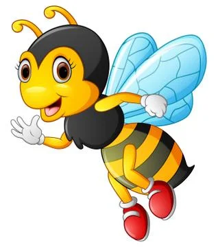 Cartoon bee waving hand Stock Illustration