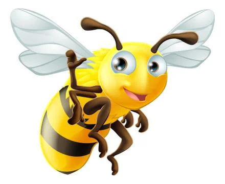 Cartoon bee waving Stock Illustration